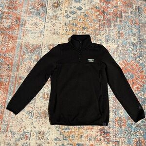 LL Bean black fleece pullover sweater with pocket